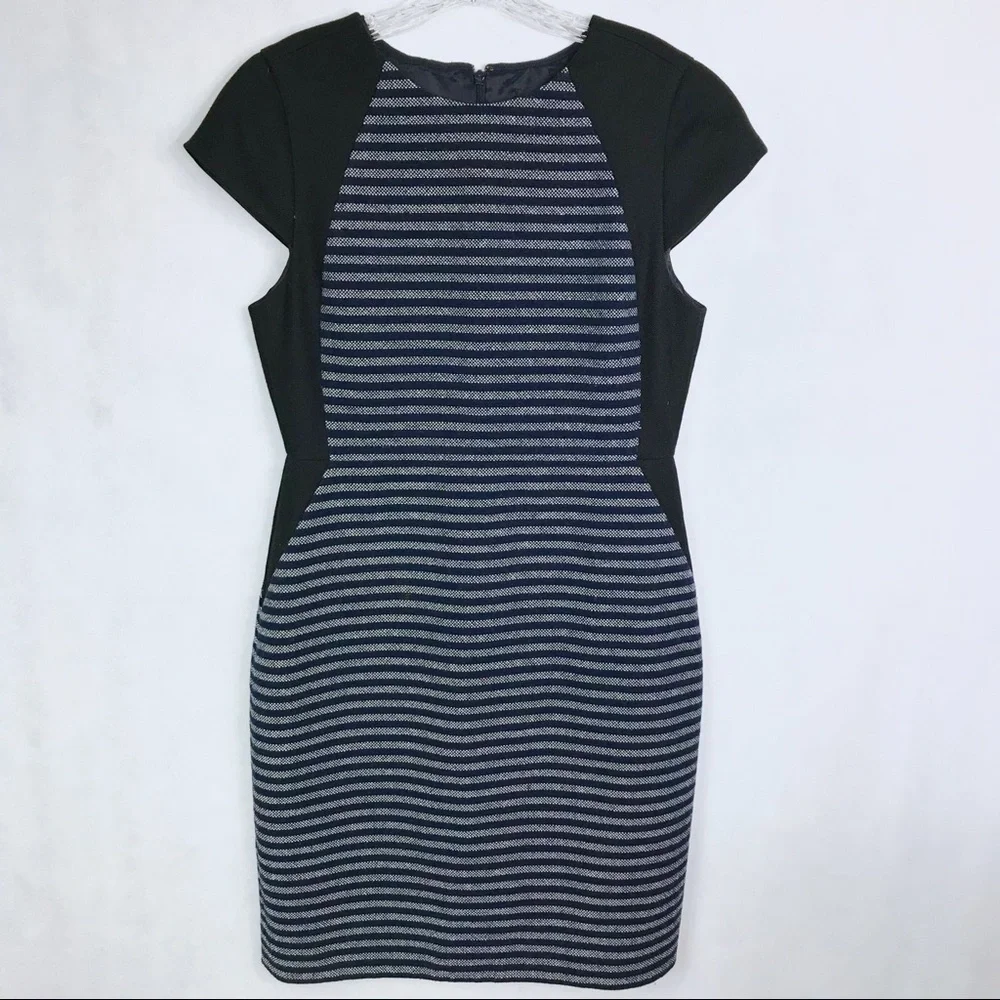 J. CREW Colorblock Stripe Tweed Blue Dress Size 8